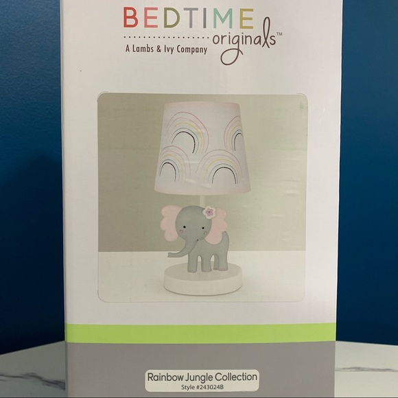 NEW LAMBS & IVY Rainbow Jungle Elephant Nursery Lamp with Shade & Bulb 243024B - Picture 8 of 13